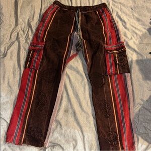 Boho Hippie Cargo Patchwork Tapestry Multicolor Striped Nepal Cotton Pants